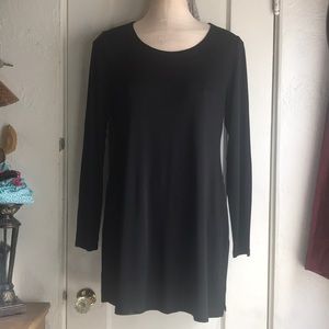 Eileen Fisher Round Neck Side Slits Silk Tunic